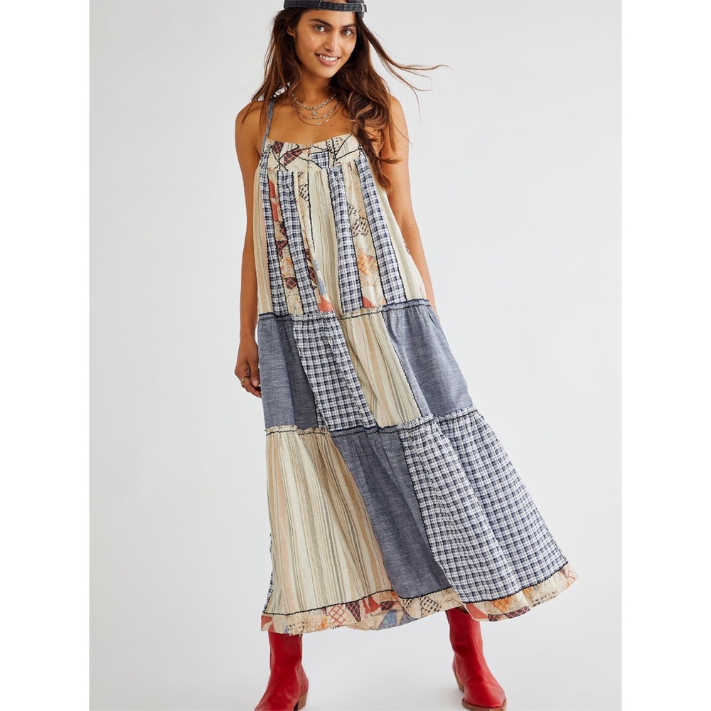 Free People Margaret Patchwork Midi Dress